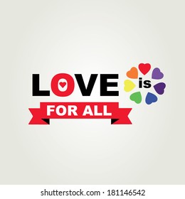 Poster Love is for all. Vector illustration.