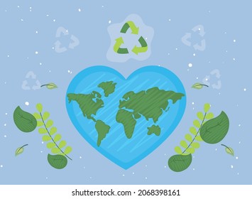 poster I love the planet with items