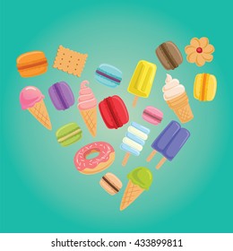 Poster I love Sweet. Vector illustration