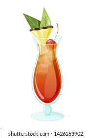 Poster with mai tai cocktail. Vector illustration