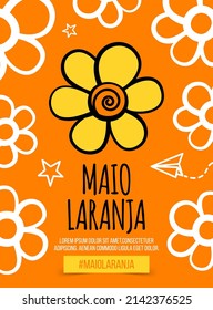 Poster Maio laranja. May 18 is National Day Against Abuse and Exploitation of Children in Brazil.