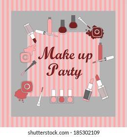 Poster of make up party  with beauty objects