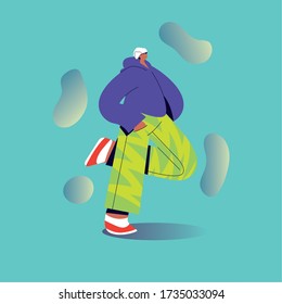 poster with man standing faceless vector illustration design