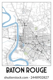 Poster map art of Baton Rouge, United States