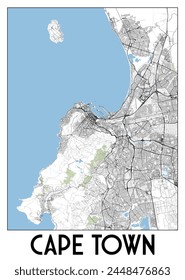 Cartel mapa de Ciudad del Cabo, Sudáfrica 