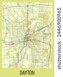 Poster map art of Dayton, Ohio, USA