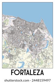 Poster map art of Fortaleza, State of Ceara, Brazil