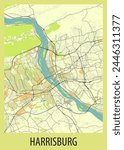 Poster map art of Harrisburg, Pennsylvania, USA