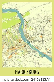 Poster map art of Harrisburg, Pennsylvania, USA