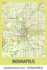 Poster map art of Indianapolis, Indiana, USA