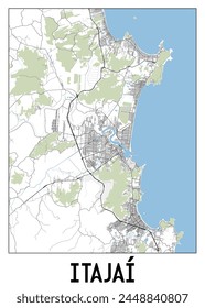 Poster map art of Itajai Brazil