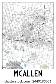 Poster map art of McAllen, Texas, USA