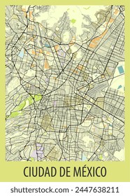 Poster map art of Mexico City, Mexico