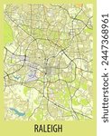 Poster map art of Raleigh, North Carolina, USA