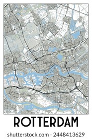 Poster map art of Rotterdam, Netherlands