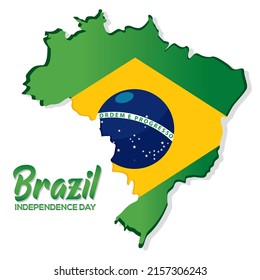 Poster map flag brazil independence vector illustration