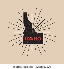 Poster map of Idaho, USA. Black and white vintage print map of Idaho for t-shirt, poster or geographic theme. 