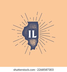 Poster map of Illinois, USA. Vintage print map of Illinois for t-shirt, poster or geographic theme. 