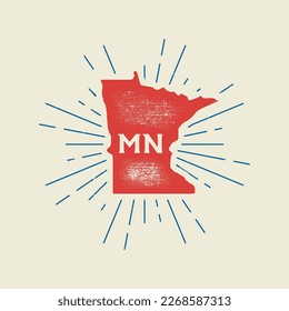 Poster map of Minnesota, USA. Vintage print map of Minnesota for t-shirt, poster or geographic theme. 