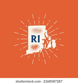 Poster map of Rhode Island, USA. Vintage print map of Rhode Island for t-shirt, poster or geographic theme. 