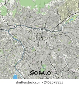 Poster map of Sao Paulo, Brazil