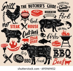 Poster meat steak house with scheme lettering