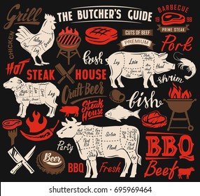 Poster meat steak house with scheme lettering