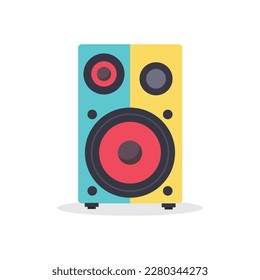 Afiche con megáfono. Megáfono de diseño plano sobre fondo azul. Ilustración del vector