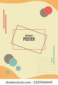  Poster. Memphis style. Editable mockup for stories, post, blog, sale and promotion.  Fashion design 80-90s.  Geometric shapes. 