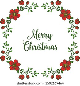 Poster merry christmas, motif of red flower frame. Vector