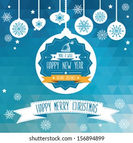 Poster Merry Christmas.Typography.Vector illustration.