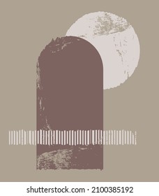 A poster with a minimal geometric design. Simple forms. A set of postcards, posters, backgrounds with abstract compositions. Design of modern art.