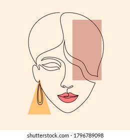 Poster with minimal woman face. 
One line drawing style.
