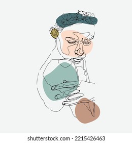  poster with minimal woman face.One-line drawing style.