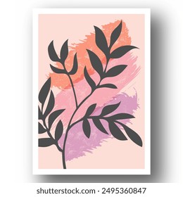 A poster in a minimalist style for interior design. The poster is an abstract plant. An image for a print, cover, or decoration