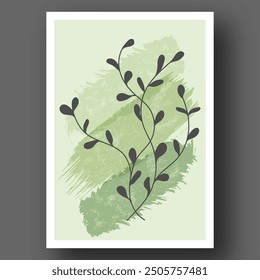 A poster in a minimalist style for interior design. The poster is an abstract plant. An image for a print, cover, or decoration