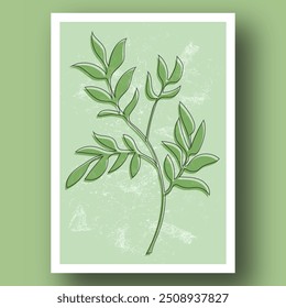 A poster in a minimalist style for interior design. The poster is an abstract plant. An image for a print, cover, or decoration