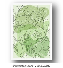 A poster in a minimalist style for interior design. The poster is an abstract plant. An image for a print, cover, or decoration