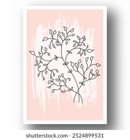 Un cartel en un estilo minimalista para el diseño de interiores. El cartel es una planta abstracta. Una Imagen para una impresión, portada o decoración