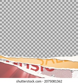 Poster mock up with old colorful ripped papers border