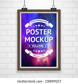 Poster mockup with abstract background. Vector illustration