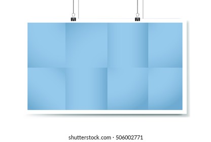 Poster mockup. Blue large poster mockup on white wall