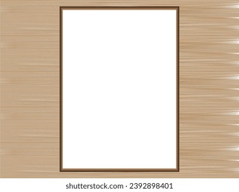 Poster mockup frame. White blank on light wall. Photo template with black frame. Isolated painting with soft shadow. Empty sheet close up. Vector illustration.