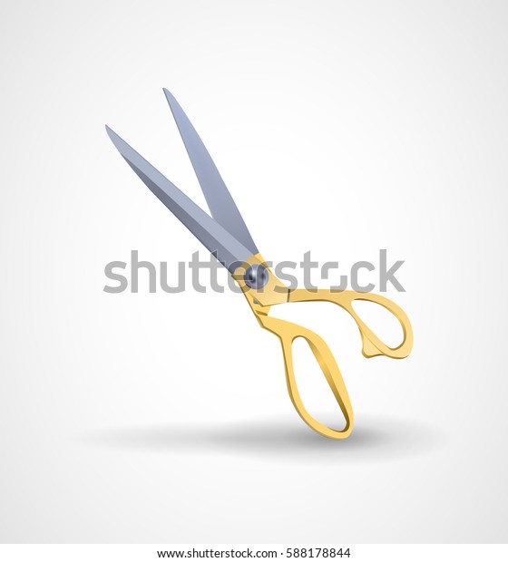 Download Poster Mockup Golden Scissors Isolated On Stock Vector Royalty Free 588178844