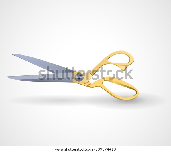Download Poster Mockup Golden Scissors Isolated On Stock Vector Royalty Free 589374413