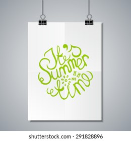 Poster Mockup Template with Lettering Element. Its summer time 