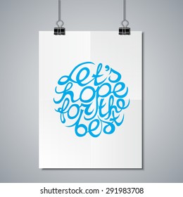 Poster Mockup Template with Lettering Element. Lets Hope for the Best