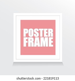 Poster mockup template with white square frame