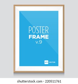 Poster mockup template with wood frame