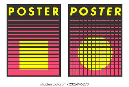Poster mockup in trendy style with futuristic elements. Template for invitation, poster, clothing